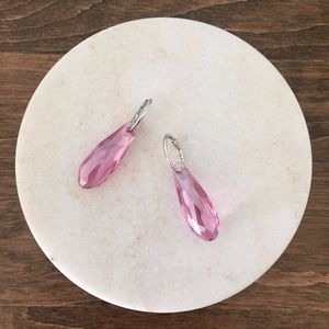 Authentic pink Swarovski crystal drop earrings